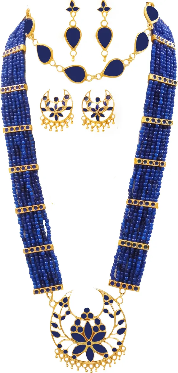 Assamese_Traditional_Blue_Colour_Joonbiri_And_Golpata_Combo_Jewellery_Set_For_Women